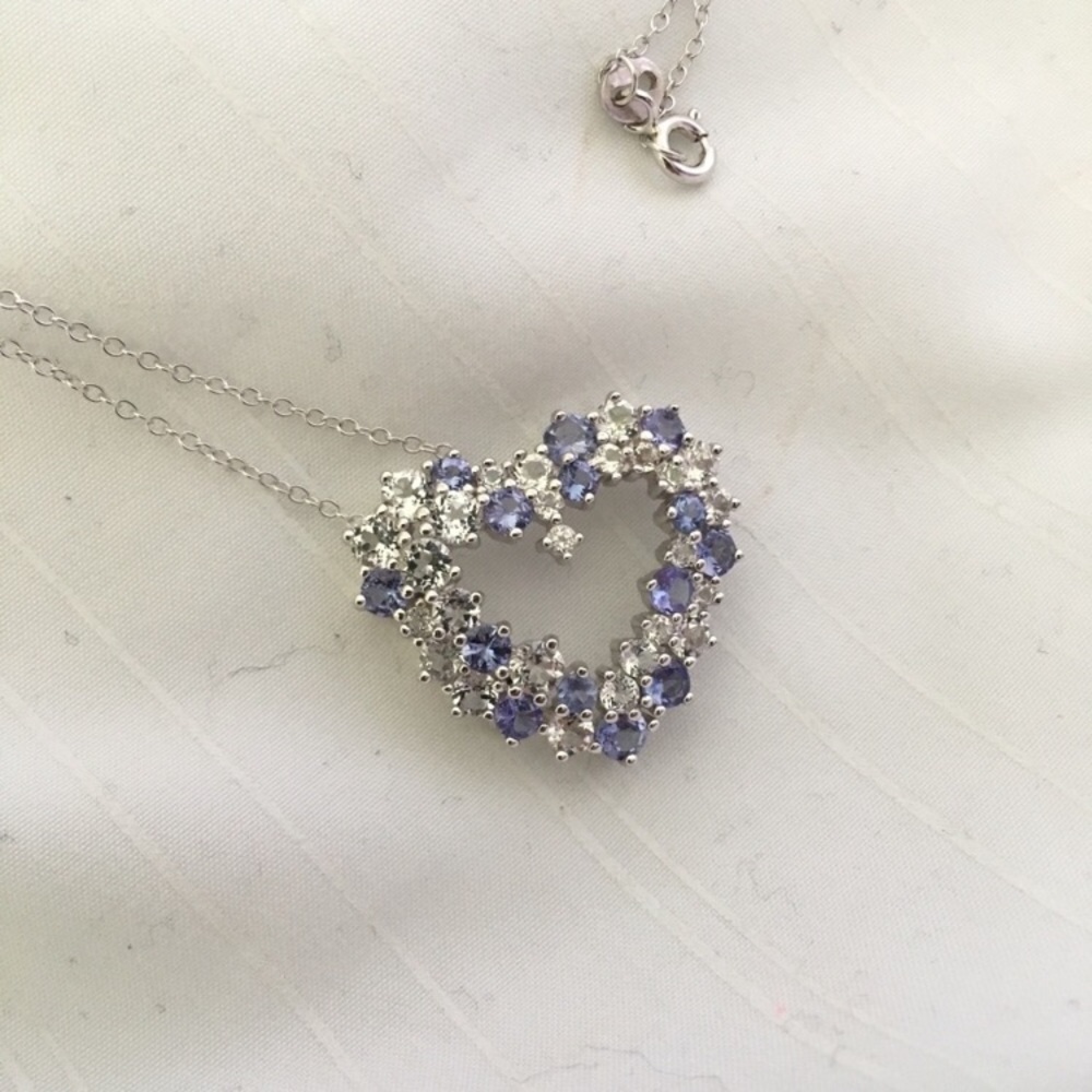 Tanzanite and topaz silver necklace